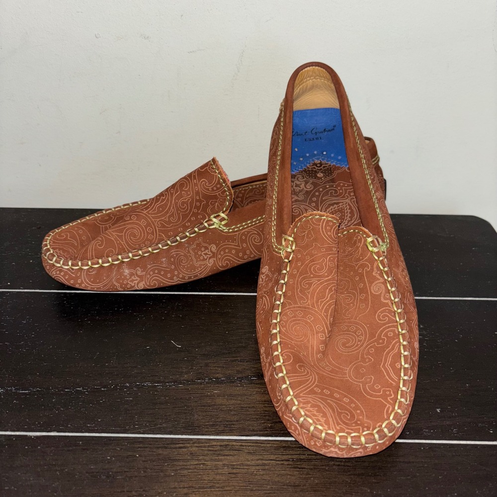 Robert Graham | Mens Size 9 | Brown Paisley Leather Driving Loafer Shoes - Picture 12 of 12